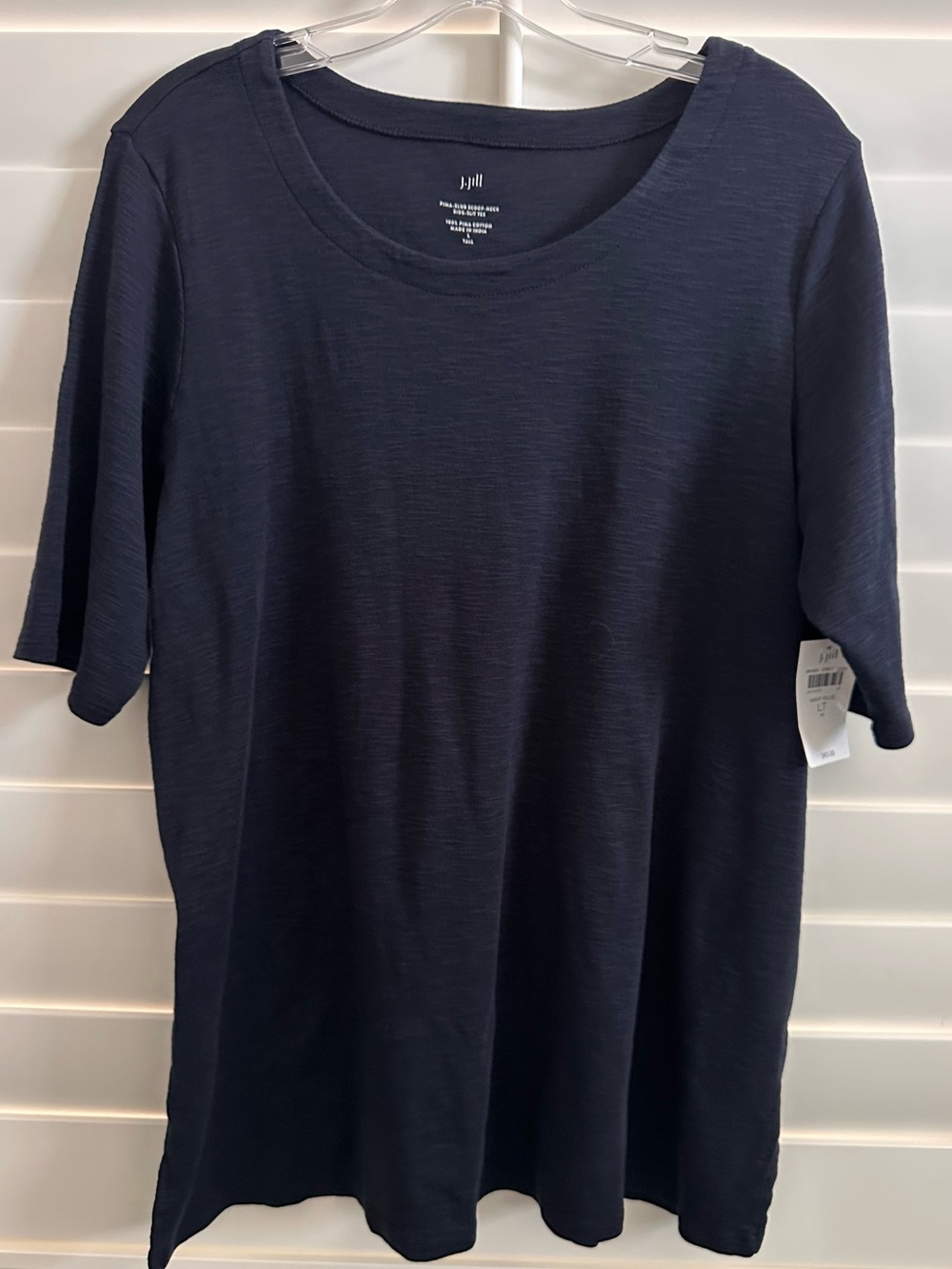 J. Jill Navy Pima Slub Scoop Neck Short-Sleeve Tee Large Tall NWT